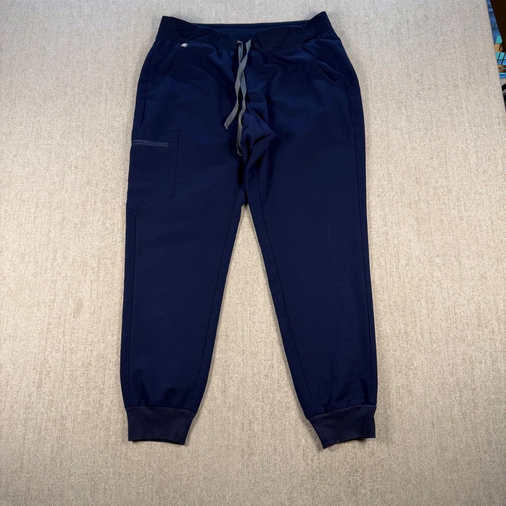 FIGS Zamora Jogger Scrub Pants Women Large Navy Blue Cargo Drawstring Cuffs